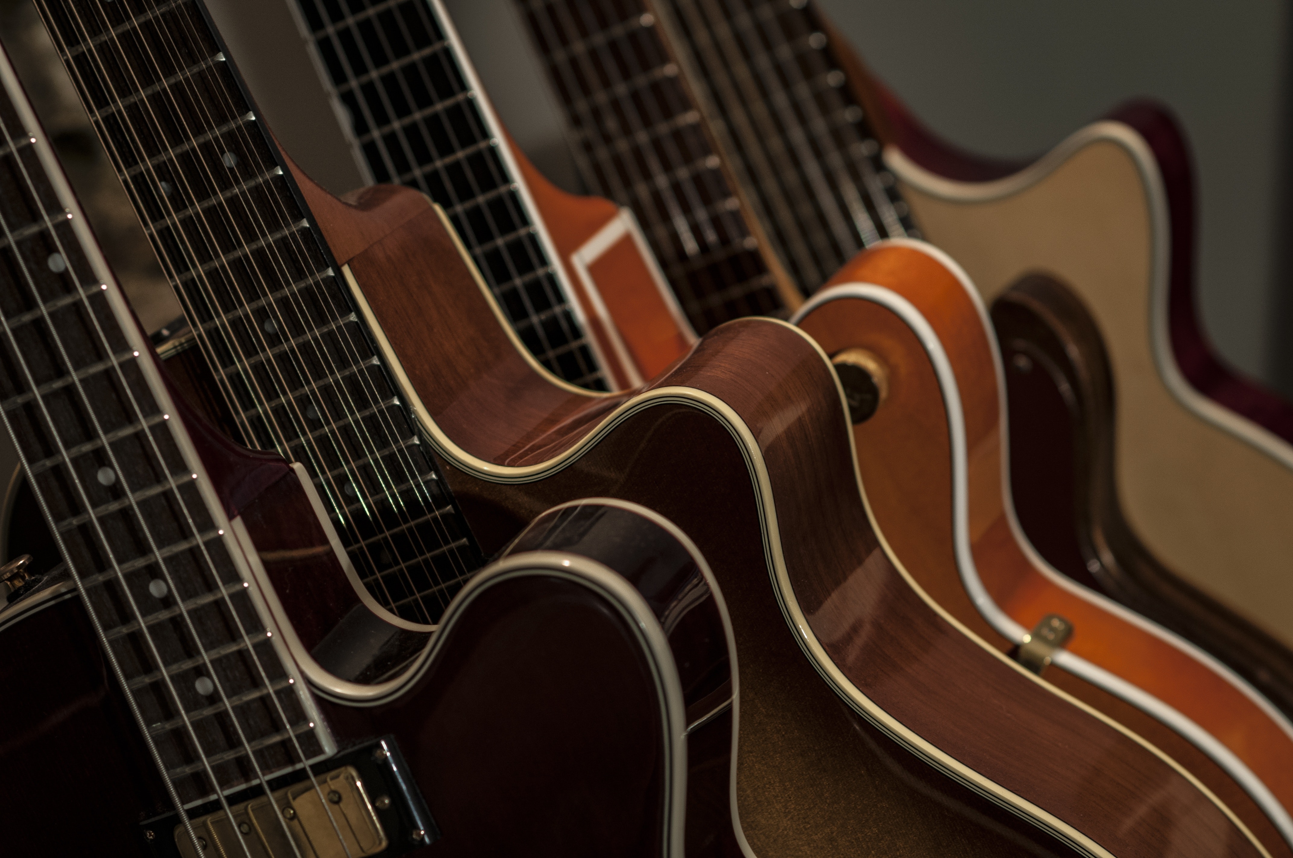 a selection of guitars